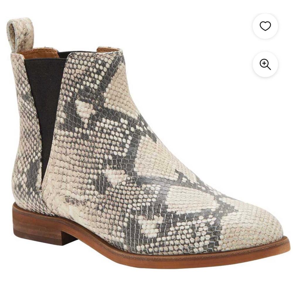 Lucky Brand Haylia Chelsea Boot Gray Black Snake Print Leather Womens 6M